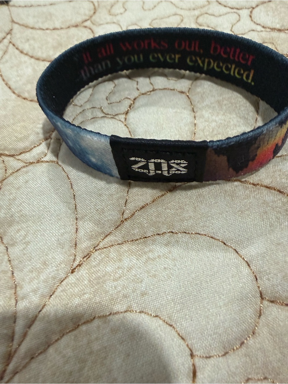 ZOX "It All Works Out, Better Than You Ever Expected" elastic wristband